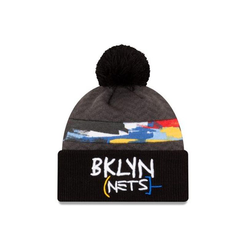 NBA Brooklyn Nets City Edition Pom Knit (MAC5700) - Black New Era Beanies